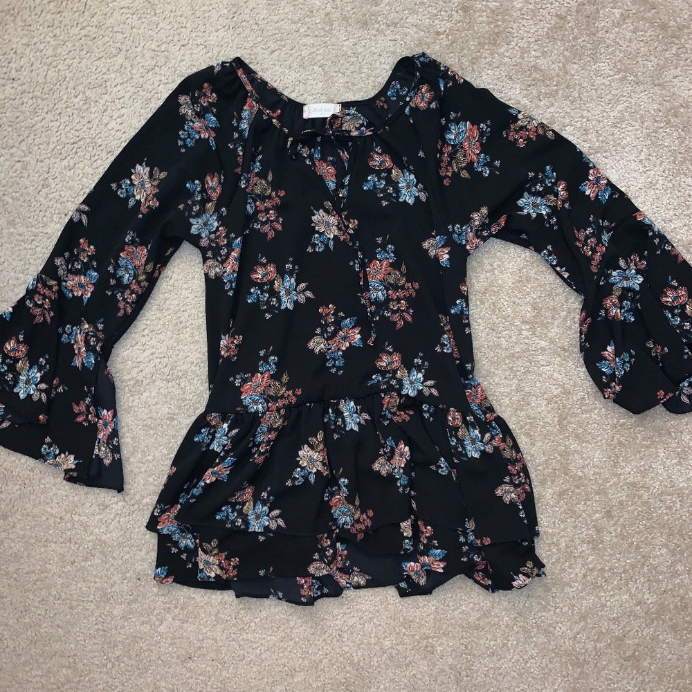 Altar'd State Black Flowy Floral Top